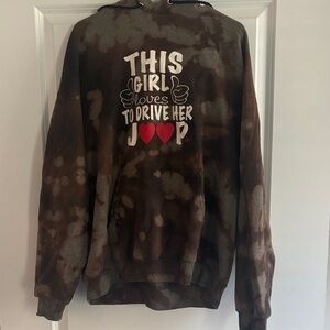 Brown Tie-Dye Hoodie with Graphic Text